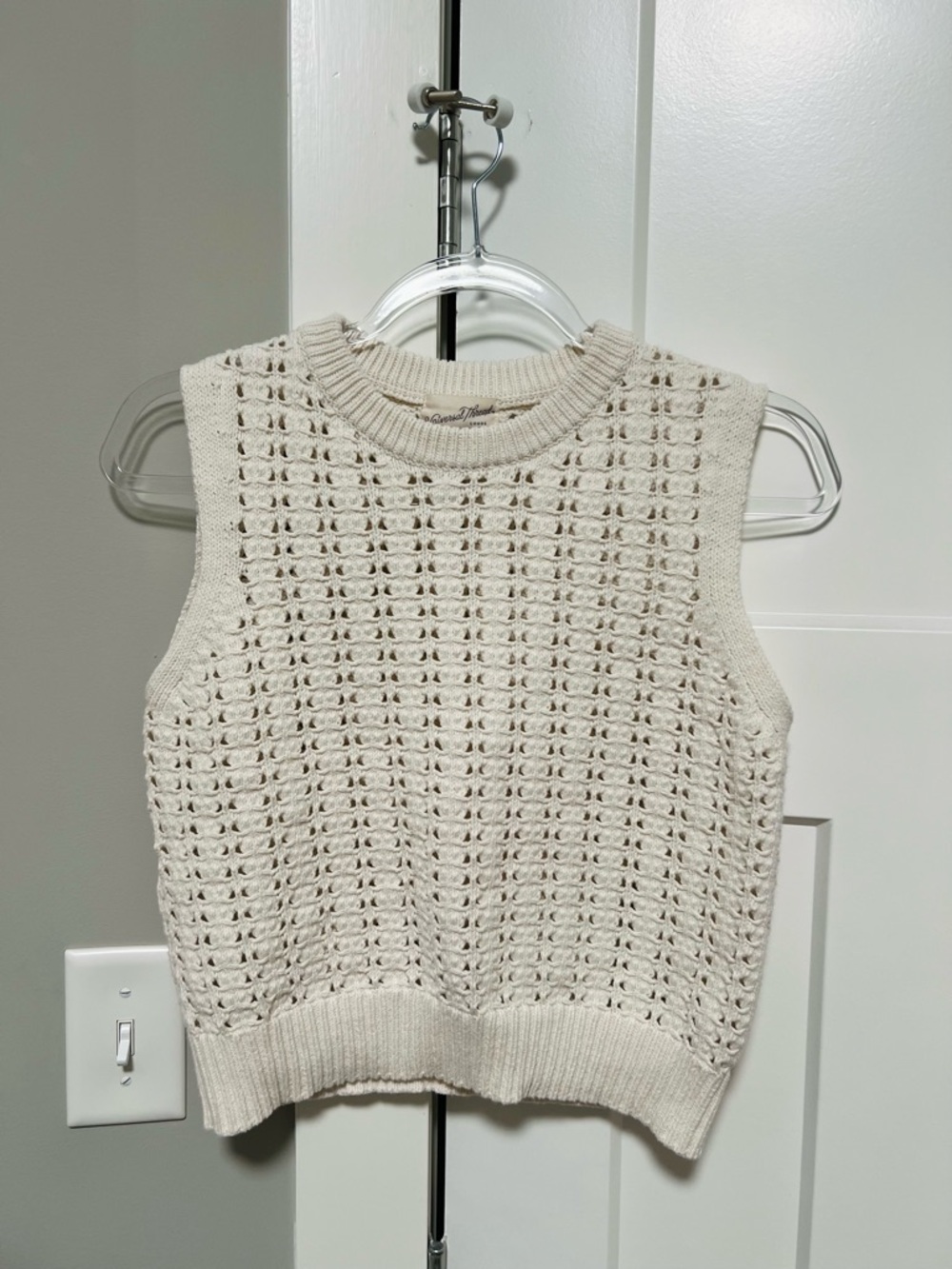 Universal Thread Cream Crochet Knit Sleeveless Top